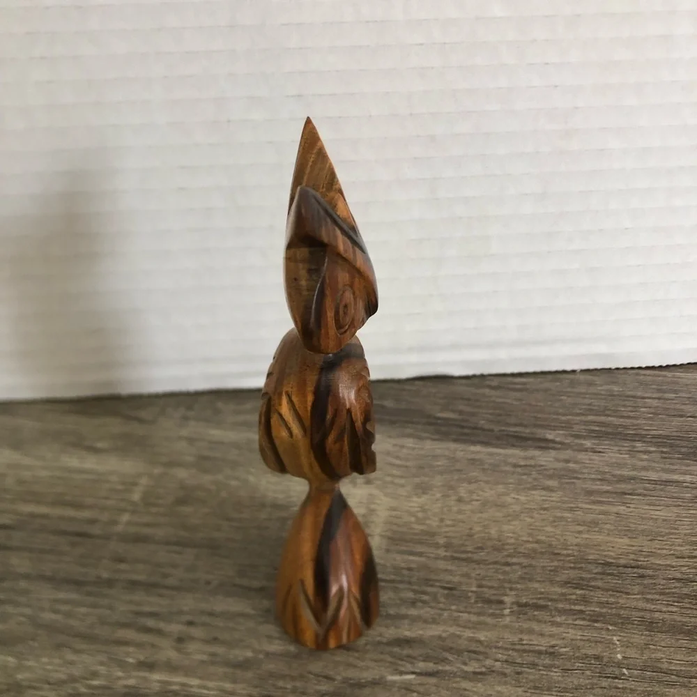 Hand Carved Folk Art Wooden Owl - Picture 7 of 10